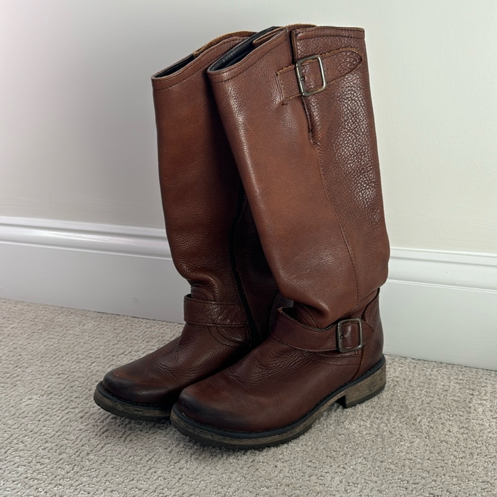 fairmont steve madden tall boots brown leather size 6.5
